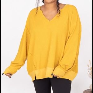 EUC Pink Lily “since you’ve been gone” oversized waffle knit sweater, size L